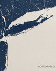 Long Island canvas map — rich terrain detail