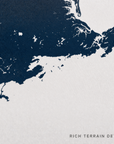 North Shore Massachusetts canvas map — rich terrain detail