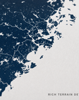 Southern Maine Coast canvas map — rich terrain detail