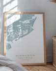 Custom Coastal Map In Soft Blue