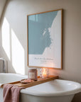 Custom Coastal Map In Soft Blue