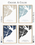 Custom Coastal Map In Soft Blue