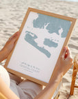 Custom Coastal Map In Soft Blue
