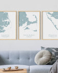 Custom Coastal Map In Soft Blue