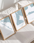 Custom Coastal Map In Soft Blue