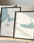 Custom Coastal Map In Soft Blue