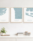 Custom Coastal Map In Soft Blue