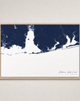 Alabama Gulf Coast Coastal Map — Canvas Horizontal — navy, Light Wood