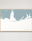 Alabama Gulf Coast Coastal Map — Canvas Horizontal, soft-blue, Natural Oak