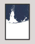 Alabama Gulf Coast Coastal Map — Fine Art Print Vertical, navy, Black Frame, 8x10