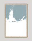 Alabama Gulf Coast Coastal Map — Fine Art Print Vertical, soft-blue, Oak, 8x10