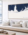 Alabama Gulf Coast canvas map — sea-view bench interior