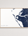 Anna Maria Island Coastal Map — Canvas Horizontal — navy, Light Wood