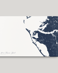 Anna Maria Island Coastal Map — Canvas Horizontal, navy, No Frame