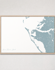 Anna Maria Island Coastal Map — Canvas Horizontal — soft-blue, Light Wood