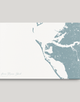 Anna Maria Island Coastal Map — Canvas Horizontal, soft-blue, No Frame