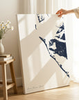 Anna Maria Island navy vertical wrapped canvas map in the ratio 2:3 hand mockup