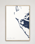 Anna Maria Island Coastal Map — Canvas Vertical, navy, Natural Oak
