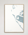 Anna Maria Island Coastal Map — Canvas Vertical, soft-blue, Natural Oak
