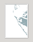 Anna Maria Island Coastal Map — Fine Art Print Vertical, soft-blue, White Frame, 8x10
