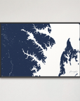 Annapolis Coastal Map — Canvas Horizontal, navy, Black Frame