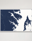 Annapolis Coastal Map — Canvas Horizontal, navy, White Frame