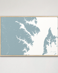 Annapolis Coastal Map — Canvas Horizontal, soft-blue, Natural Oak