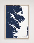 Annapolis Coastal Map — Canvas Vertical — navy, Light Wood