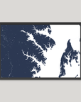 Annapolis Coastal Map — Fine Art Print Horizontal, navy, Black Frame, 10x8