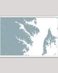 Annapolis Coastal Map — Fine Art Print Horizontal, soft-blue, White Frame, 10x8