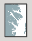 Annapolis Coastal Map — Fine Art Print Vertical, soft-blue, Black Frame, 8x10