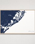 Atlantic City Coastal Map — Canvas Horizontal — navy, Light Wood