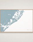 Atlantic City Coastal Map — Canvas Horizontal — soft-blue, Light Wood