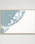 Atlantic City Coastal Map — Canvas Horizontal, soft-blue, Natural Oak