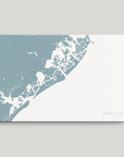 Atlantic City Coastal Map — Canvas Horizontal, soft-blue, No Frame