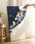 Atlantic City navy vertical wrapped canvas map in the ratio 2:3 hand mockup
