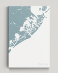 Atlantic City Coastal Map — Canvas Vertical, soft-blue, No Frame