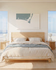 Bald Head Island soft blue horizontal wrapped canvas map in the ratio 3:2 hand mockup