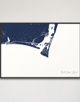 Bald Head Island Coastal Map — Canvas Horizontal, navy, Black Frame