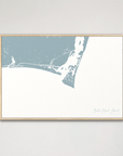 Bald Head Island Coastal Map — Canvas Horizontal, soft-blue, Natural Oak