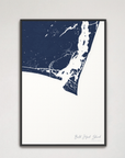 Bald Head Island Coastal Map — Canvas Vertical, navy, Black Frame