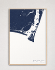 Bald Head Island Coastal Map — Canvas Vertical — navy, Light Wood