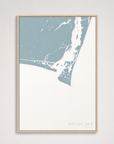 Bald Head Island Coastal Map — Canvas Vertical — soft-blue, Light Wood