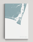 Bald Head Island Coastal Map — Canvas Vertical, soft-blue, No Frame