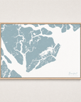 Beaufort / Sea Islands Coastal Map — Canvas Horizontal — soft-blue, Light Wood