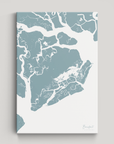 Beaufort / Sea Islands Coastal Map — Canvas Vertical, soft-blue, No Frame