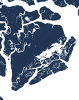 Beaufort / Sea Islands Coastal Map — Fine Art Print Horizontal, navy, No Frame, 10x8