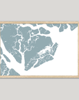 Beaufort / Sea Islands Coastal Map — Fine Art Print Horizontal, soft-blue, Oak, 10x8