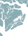 Beaufort / Sea Islands Coastal Map — Fine Art Print Vertical, soft-blue, No Frame, 8x10