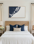 Atlantic City canvas map art in bedroom setting